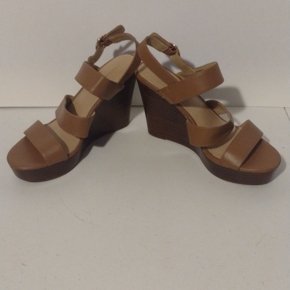 14th & Union Narissa Slingback Wedge Sandal Cognac Brown Women’s Shoes  size 7.5